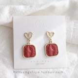 Серьги, маленький аксессуар, прямоугольная подвеска в форме сердца, DIY, европейский стиль