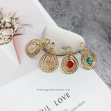 diy铜镀18K真金缠绕磨砂锆石吊坠手工耳饰锁骨链挂件手链耳环材料