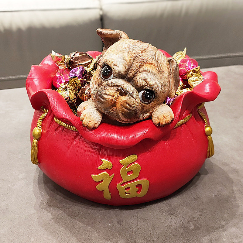 2022 Tiger New Year housewarming gift Chinese-style creative puppy key storage blessing bag into the house lucky cat ornaments