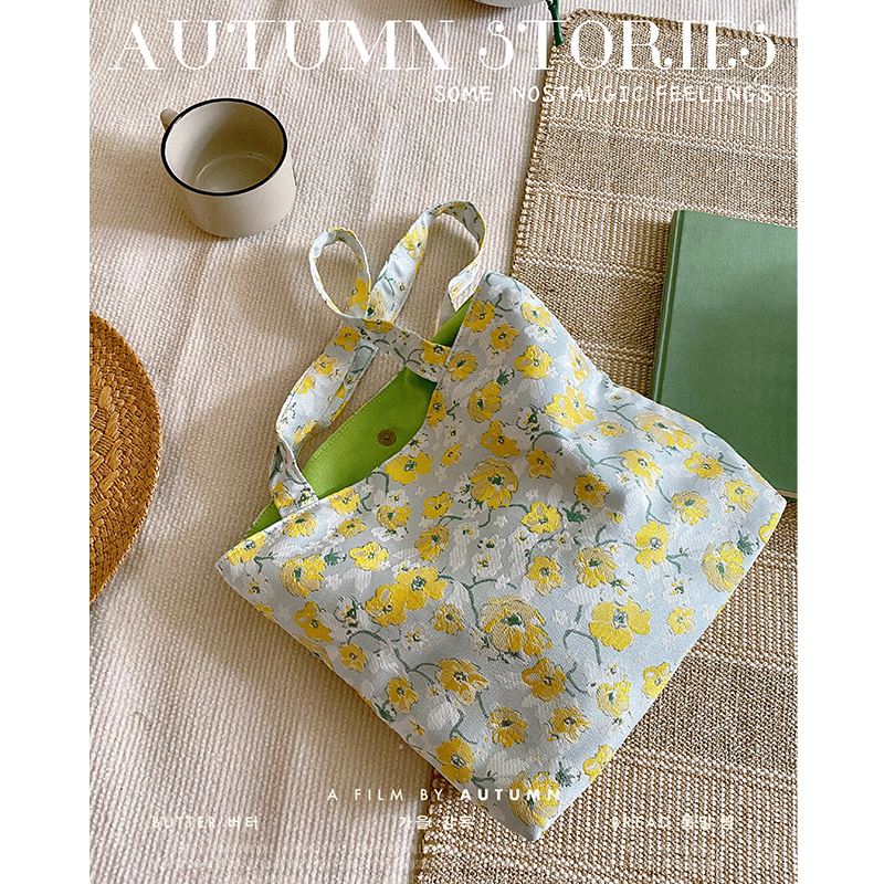 Original crowd French cream delicate flower yellow green small flower light handbag daily with a single shoulder bag