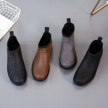 Autumn Winter Mens Rain Shoes Waterproof Fashion Low Help Short Barrel Men Rain Boots Anti Slip Water Shoe Shoes Kitchen Rubber Shoes Working Shoes