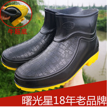  Water shoes Mens rain shoes Mens low-top short tube rain boots non-slip wear-resistant chef shoes Car wash work labor insurance rubber shoes galoshes