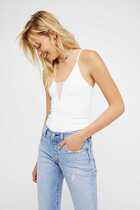 (Special spot) Free people FP ribbed elastic sling deep V cross perspective net gauze slim top