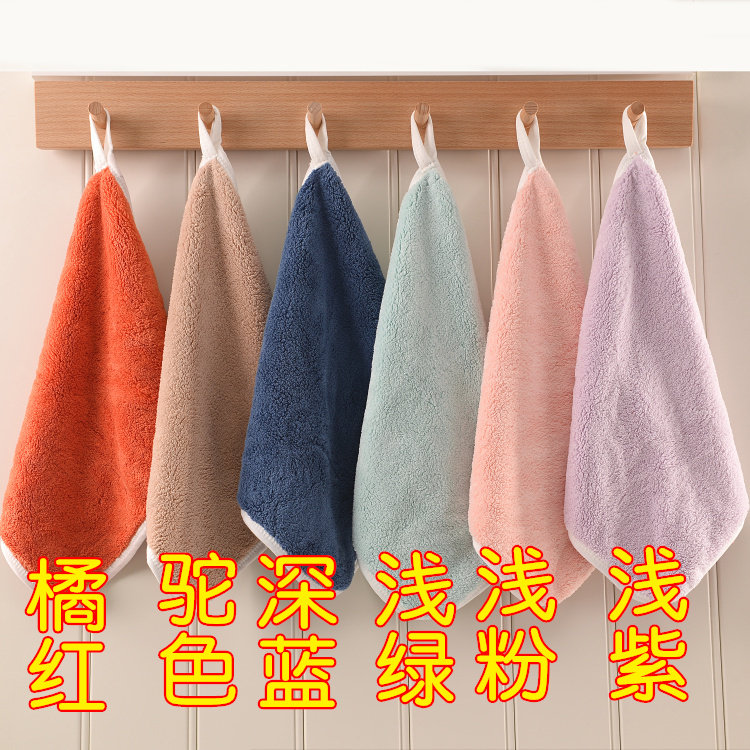 珊瑚绒擦手巾:挂式超吸水,宝宝也能安心使用的正方形小毛巾!-手巾-淘宝百科网