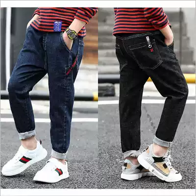 Children's clothing pants boys ' jeans plus velvet thickened autumn and winter 2020 new children's denim pants boys plus velvet pants