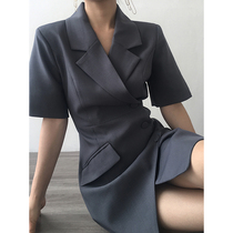 ACUP suit dress 2021 summer European beauty style short sleeve irregular waist design sense niche fried street suit dress