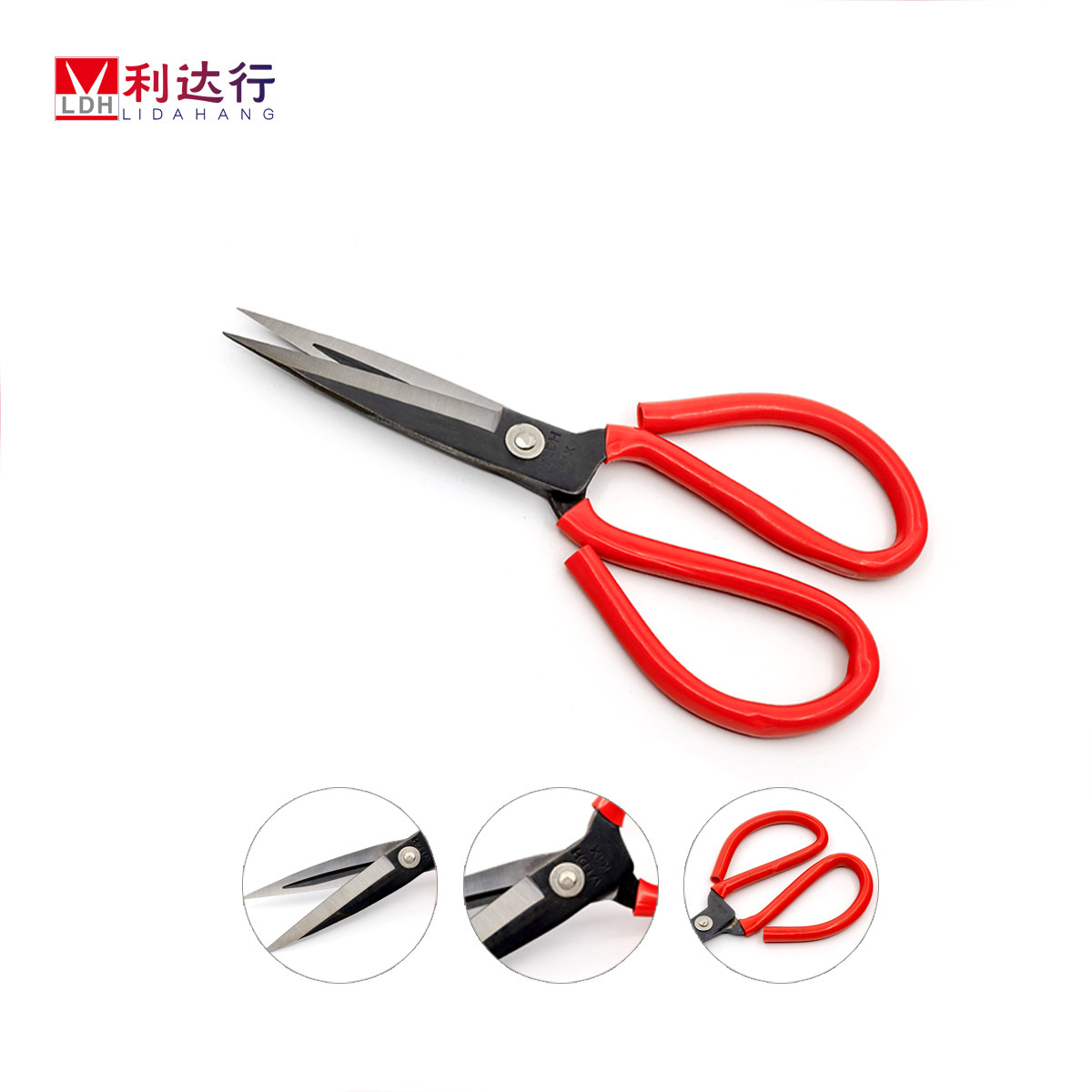 Factory direct labor-saving scissors Shenzhen Lida Xinghui Meilang HML-03F red handle drag reduction notch industrial scissors