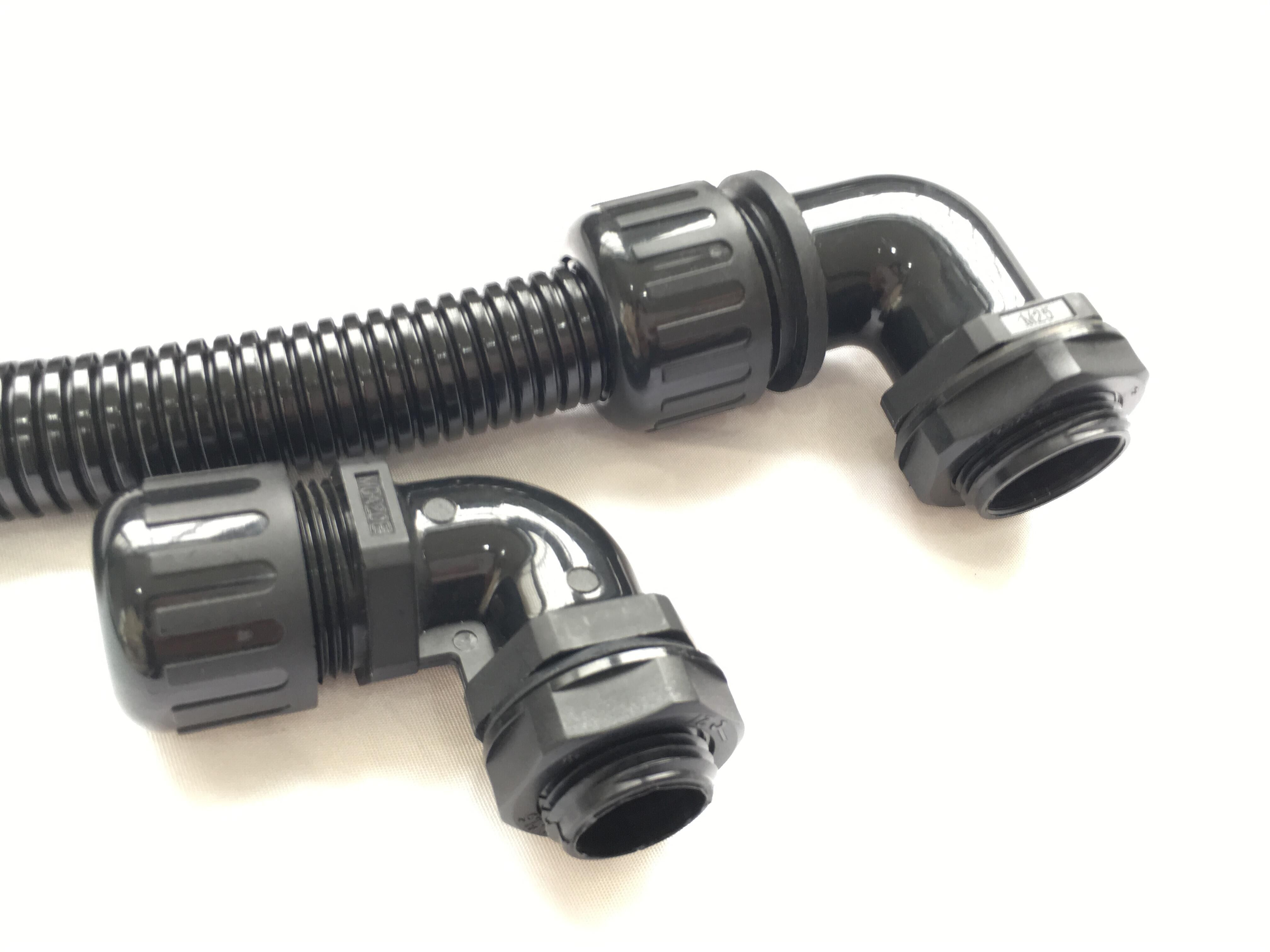 Bellows PA66 nylon waterproof elbow tightening type 90-degree wave pipe joint right angle waterproof joint