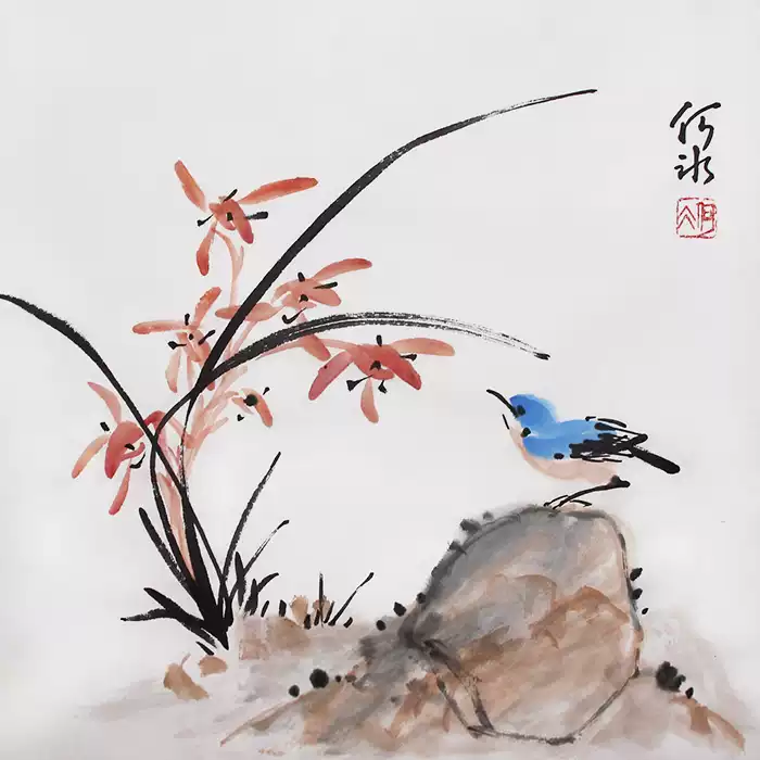 水墨国画兰花书画原稿手工原稿国画斗方特价国画装饰挂画斗方装饰书房挂