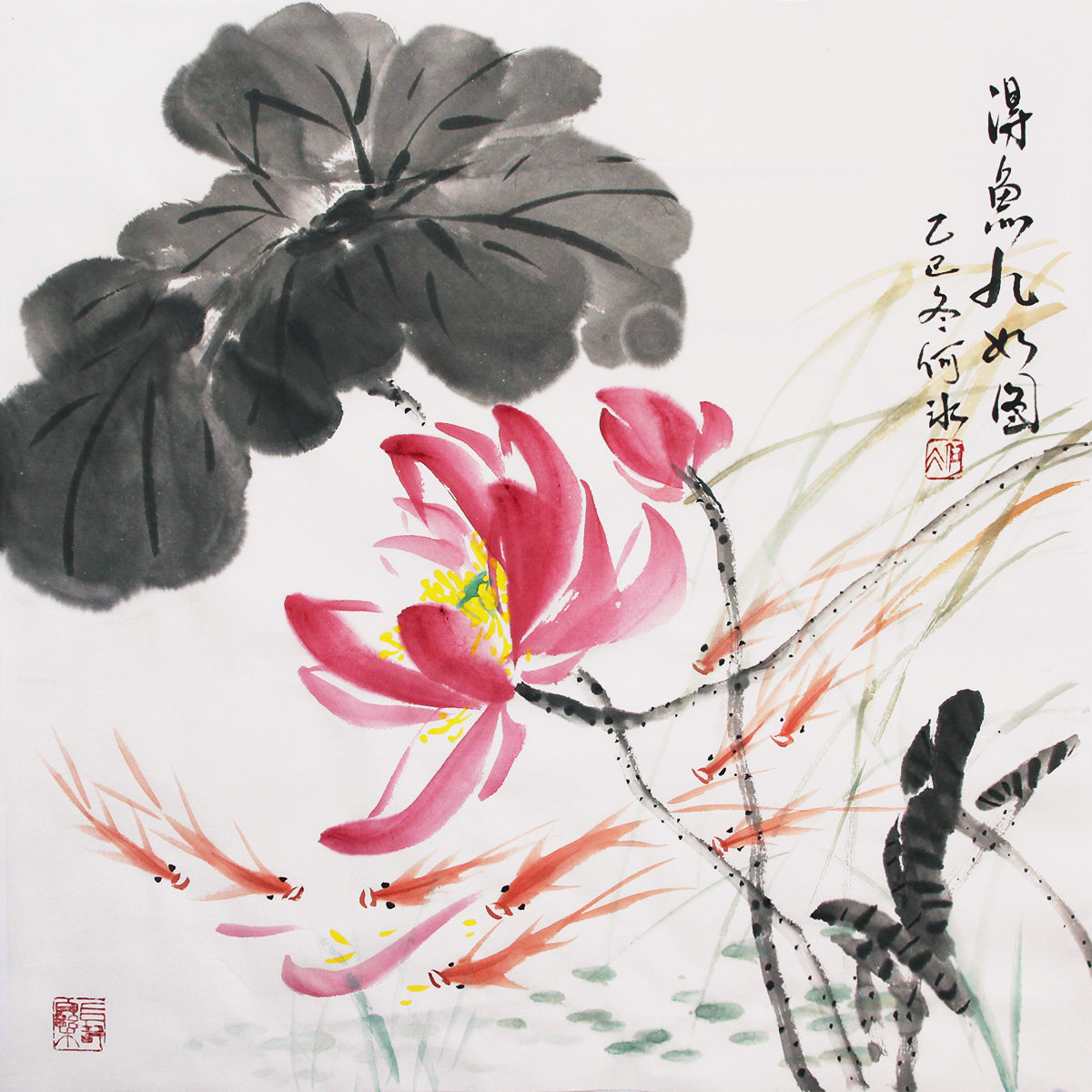 中式水墨兰花挂画50X50CM无框设计纯手绘宣纸原稿国画真迹作品-Taobao-Tmall