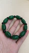 Natural sweet green full green iron dragon green Jade All good luck in front of you Carved Passepartout hand string for men and women