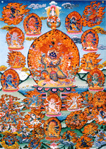 Yong Zhong Benjiao Thangka Elephant Xiong beauty and Japanese flame This Zun HD printing Brocade satin mounted this teaching Thangka