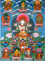 Yongzhongben teaches Thangka Manjusri Manjushi Bodhisattva HD printing brocade framing