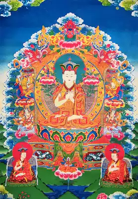 Yong Zhongben teaches Thangka Liangmei West Rao Jianzan master HD printing brocade framing this teaching thangka