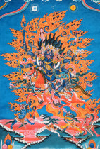 Yongzhong Original teaching Thangka Red Mule Spagam Guardian High-definition printing Brocade satin mounting This teaching Thangka