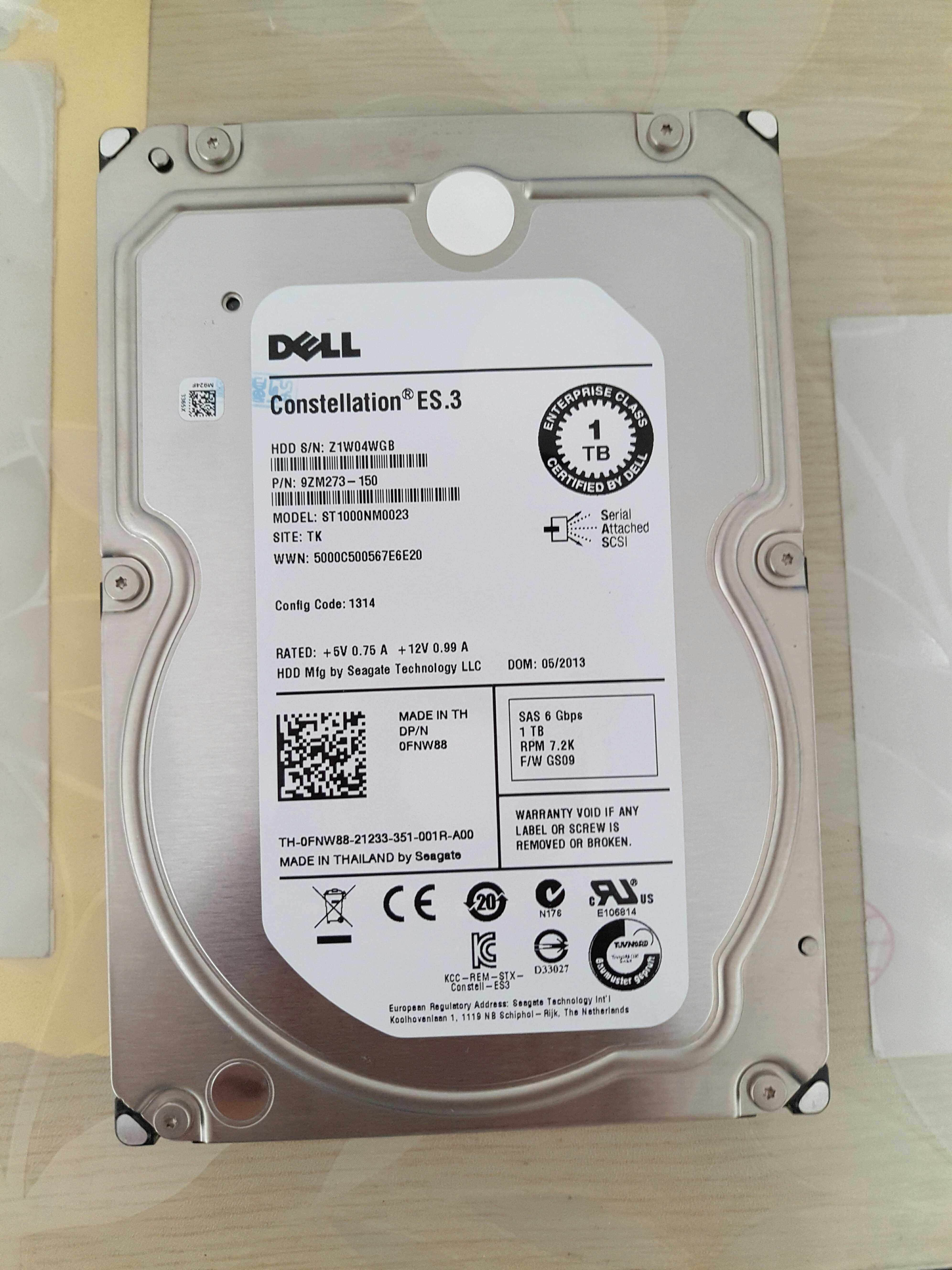 DELL Dell 1TSAS 3 5 "7 2k ST1000NM0023 6GB original server hard drive