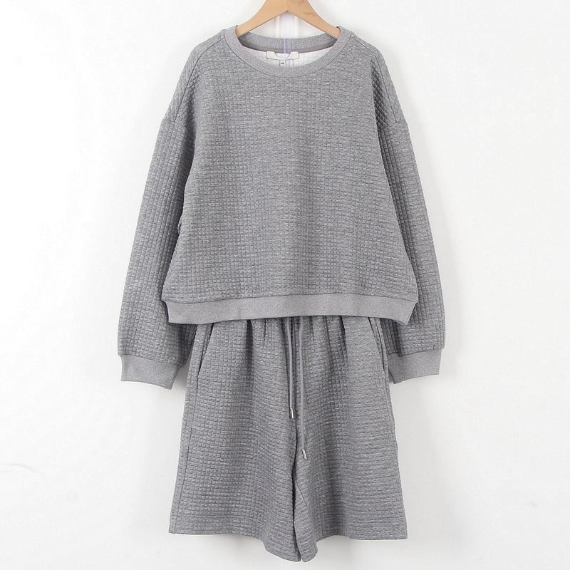 M Series Women's Autum Light Luxury Sporty Style Loose Slimming Bubble Waffle Texture Fabric Sweatshirt