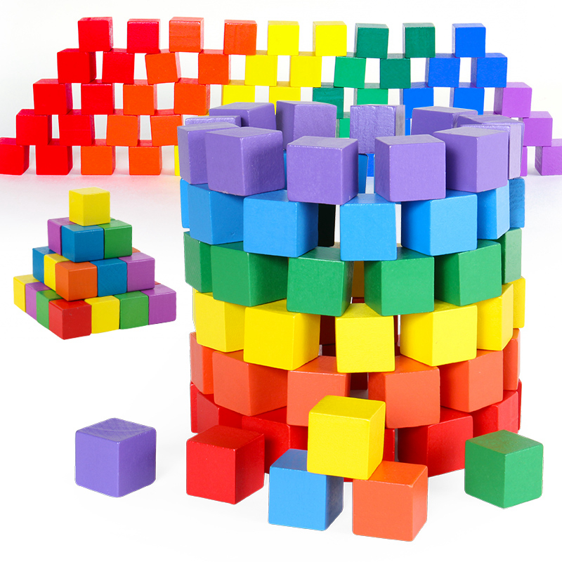 Cube Building Blocks Wood Block Puzzle Small Cube Elementary School Math Teaching Aids Suit Geometries Square-Taobao