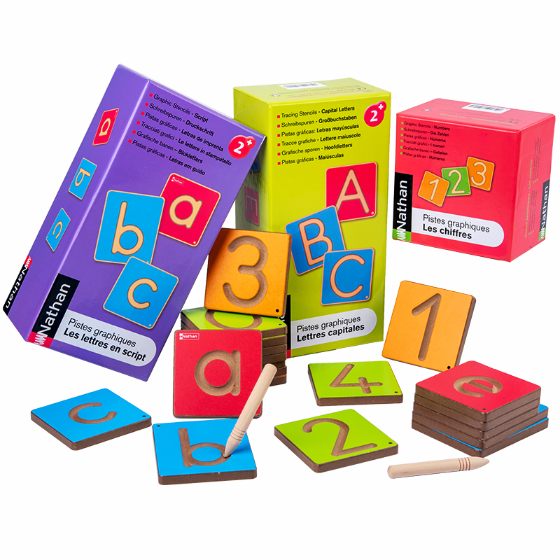 Montessori early education English alphabet and number cognitive teaching toys educational wooden groove practice word board children's pen training