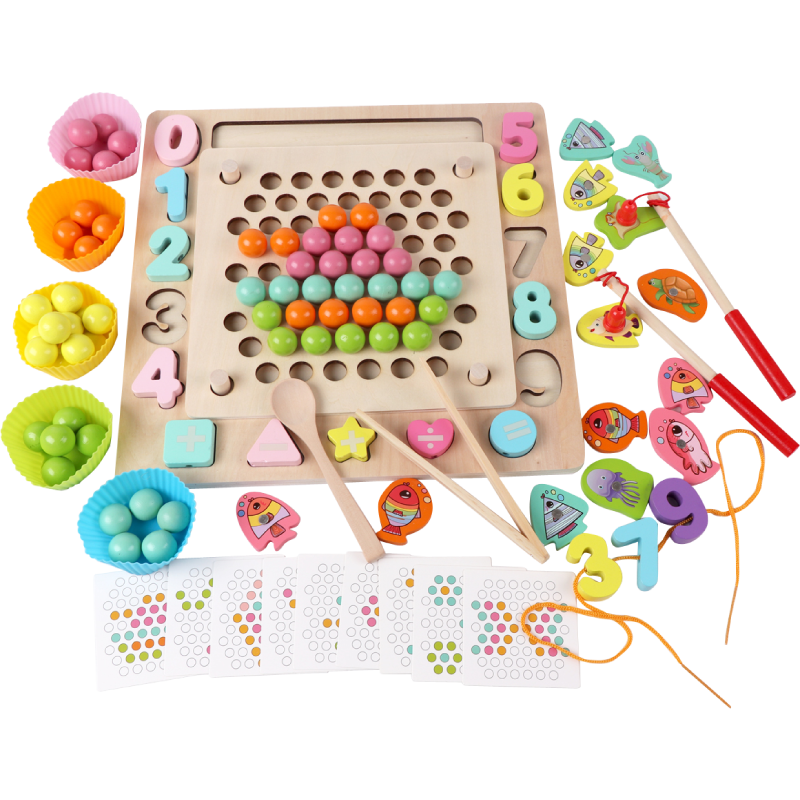 Children's early education puzzle multi-functional toys clip beads concentration training kindergarten learning digital games boys and girls