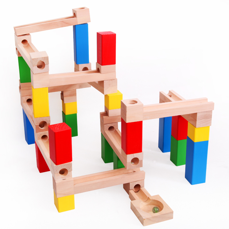 Wooden new Xianba track ball set assembled building blocks toys children's educational creative marbles game foreign trade