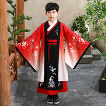 2020 new childrens Hanfu male baby spring and autumn retro Chinese medicine big sleeve Chinese style embroidery ancient costume three sets