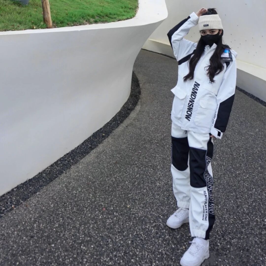 Long White Mountain Ski Suit Rental NANDN SNOW Ski Pants Men And Women Couples Single Double Board Waterproof Tide Card Collage