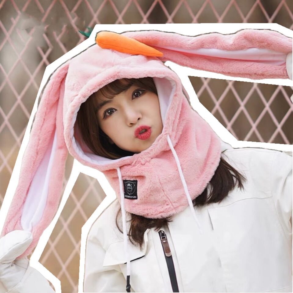 Long White Hills Ski Gear Rental Ski Guard Unicorn Small Rabbit Grip Suede Safety Helmet Mask (rental)