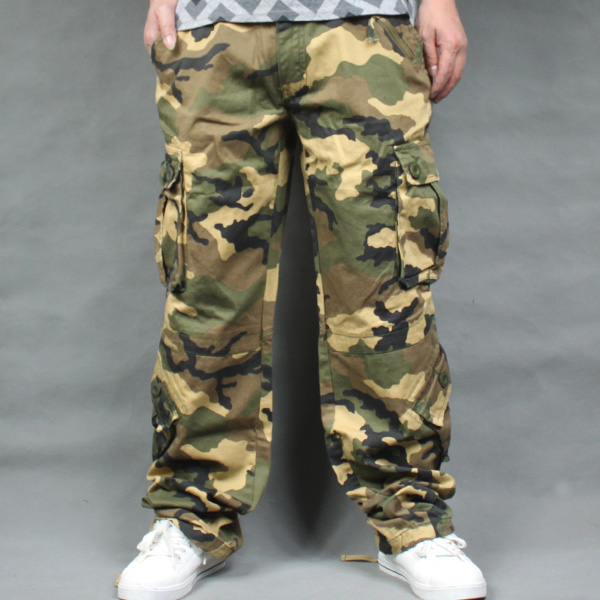 Match Maji rộng kích thước lớn quần cotton giản dị quần hip hop quần nhiều túi cộng với phân bón để tăng quần nam quần nam ống rộng