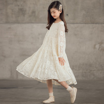 8 female childrens autumn dress 9 childrens skirt 2021 new fashion foreign style lace group long sleeve princess dress
