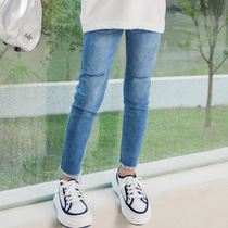 Girls jeans 2021 new autumn Korean version of foreign-style childrens stretch pants cotton female baby slim pants