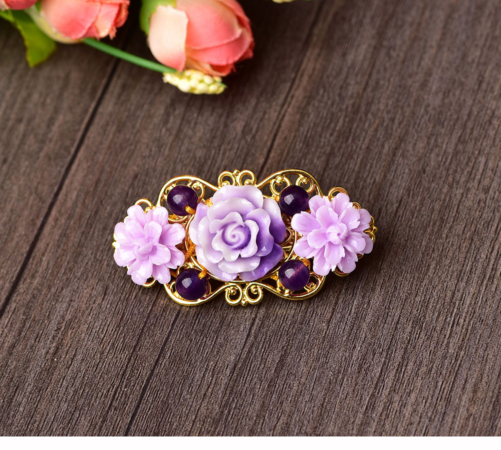 Clip tóc phong cách quốc gia retro phong cách cổ điển trang phục tiara kẹp tóc clip mùa xuân clip trang sức cá tính nữ trở lại đầu - Phụ kiện tóc kẹp tóc hàn quốc hot trend