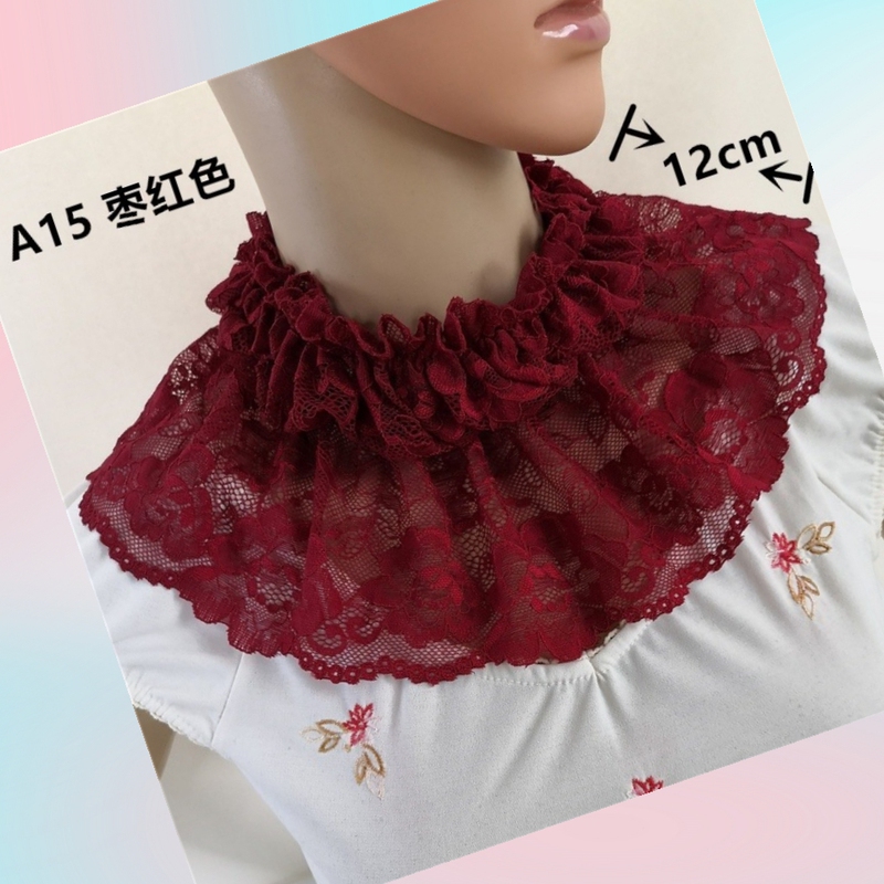 Fake Collar Versatile Lace Neck Cover Burgundy Sun Protection Uv Protection Windproof Silk Scarf Neck Warmer Neck Gaiter