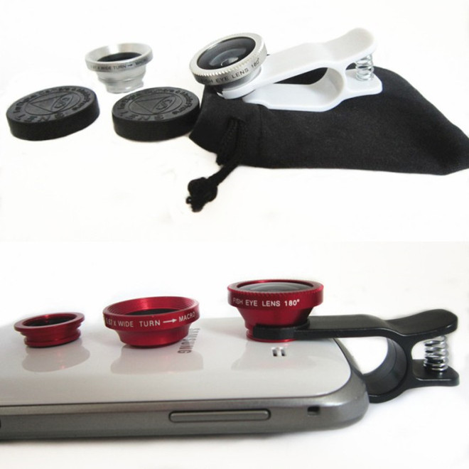 Universal iPhone5 4S mobile phone lens HTC millet universal clip wide-angle macro fisheye lens