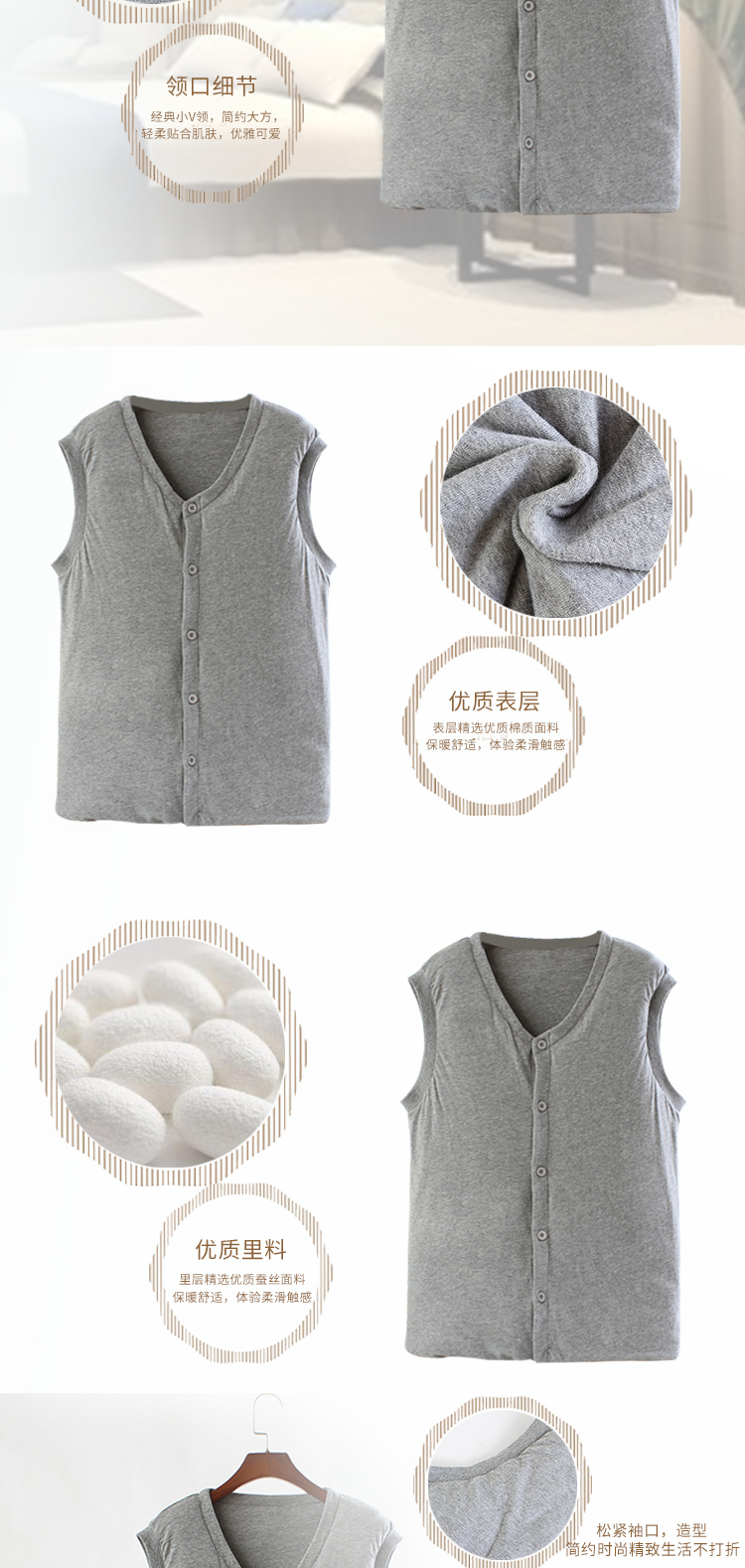 Handmade 100% cotton cotton trung và nam và nữ nút dây kéo có thể tháo rời vest vest nhiệt đồ lót áo ba lô nam