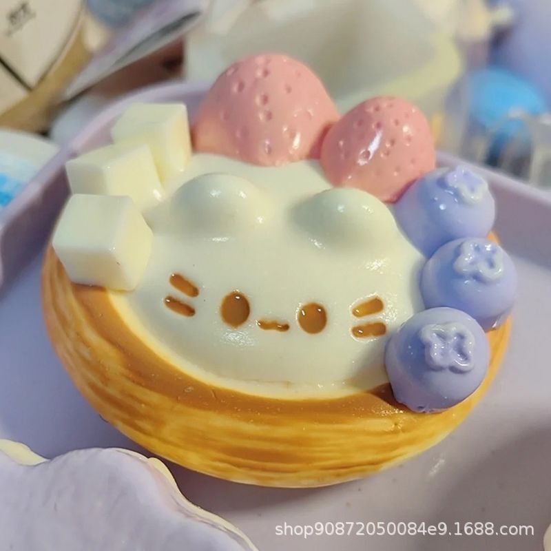 New Cute Kitten Egg Tart Squishy Toy with a Water-Like Texture, High Aesthetic Appeal, and a Squishy Feel, Designed for Children to Relieve Stress and Vent Their Emotions