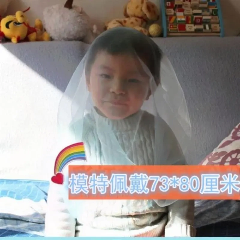 Children and Adults' Face Mask, Wind and Sand Protection, Large Square Scarf, Baby Stroller Dustproof and Mosquito-Proof Net, Transparent Gauze Scarf