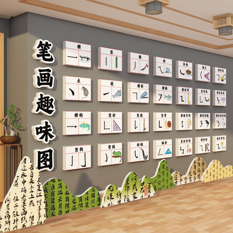 Basic Strokes Hard Calligraphy Class Classroom Atmosphere Training Tutoring Institution Wall Decoration Layout Poster Corridor Basic Strokes Hard Calligraphy Class Classroom Atmosphere Training Tutoring Institution Wall Decoration Layout Poster Corridor
