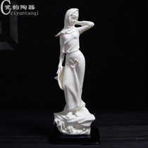 Ceramics Huian womens crafts home office gift ornaments Dehua white porcelain character female porcelain