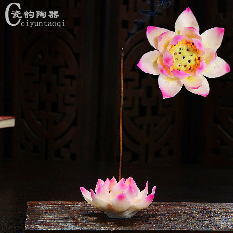 Ceramic Lotus Inserts Incense Pan Aromatic incense stove Line Incense Inserts of Incense Burner of Incense Burner Lotus Flowers