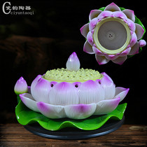 Dehua ceramic lotus incense burner incense burner incense burner incense burner pan incense line incense incense smoker Buddhist supplies ornaments