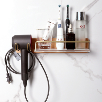 Solid wood hairdryer bracket Sub-toilet shelve Perforated Wall-mounted Bathroom Wall Blow Cylinder Containing rack