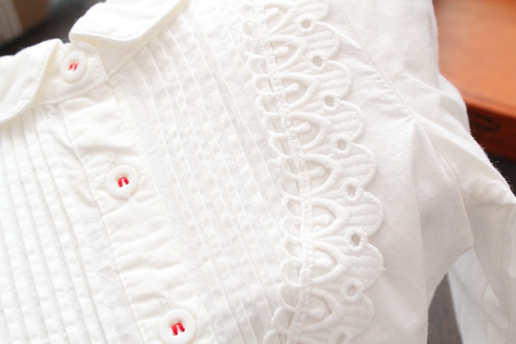Áo sơ mi trắng cho bé gái Áo sơ mi dài tay Cotton Áo sơ mi bé gái phiên bản Hàn Quốc Áo sơ mi nữ hoang dã Trẻ em mặc thời trang bé gái