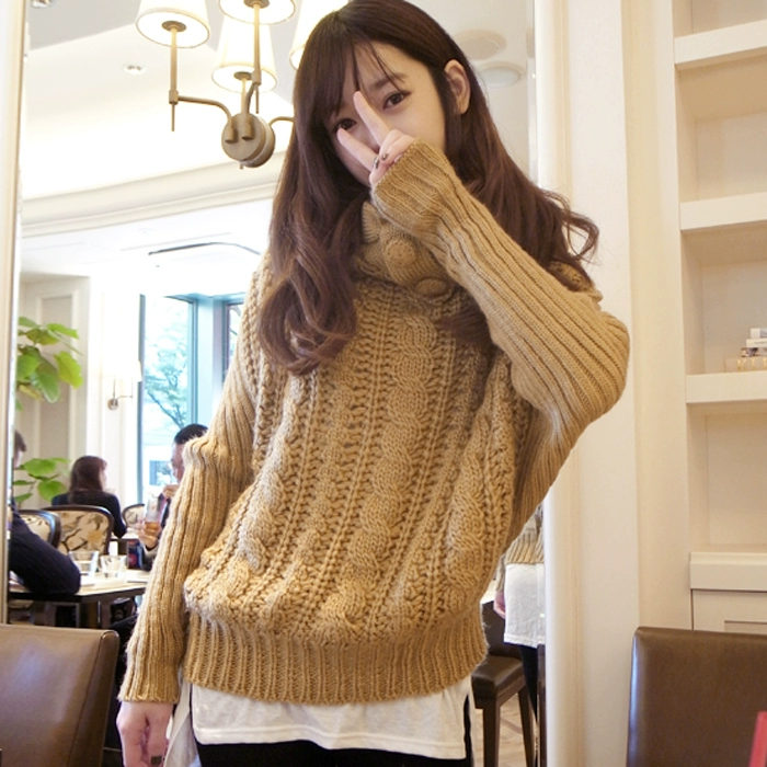 Hiện nay! Phụ nữ Hàn Quốc mùa thu đông mới kiểu áo len dệt kim cao cổ trùm đầu áo len nữ rộng rãi phiên bản Hàn Quốc - Áo len