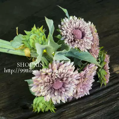 High simulation decoration flower green retro old classical color bouquet fake flower sunflower flocking lasagna chrysanthemum