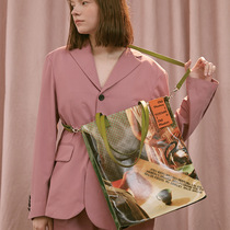 YIZISTORE trendy canvas print waterproof shoulder bag casual backpack large capacity green shopping bag WAWO