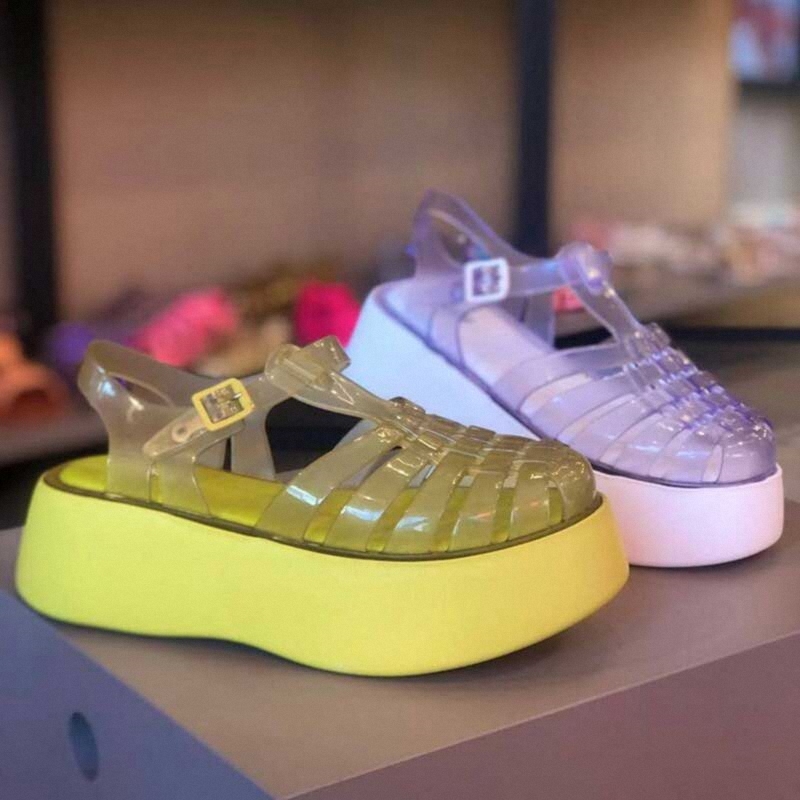 Brazilian Melissa Sandals Summer Closed-Toe Hollow Woven Thick-Soled Women's Roman Pig Cage Jelly Shoes 33556 Brazilian Melissa Sandals Summer Closed-Toe Hollow Woven Thick-Soled Women's Roman Pig Cage Jelly Shoes 33556