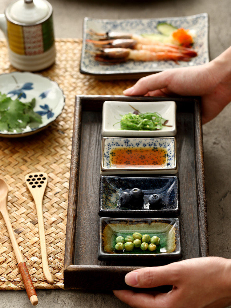 Promotional new hot seasoning dish Japanese dish Seasoning dish Sushi mustard dish Small flavor dish Rectangular ceramic tableware