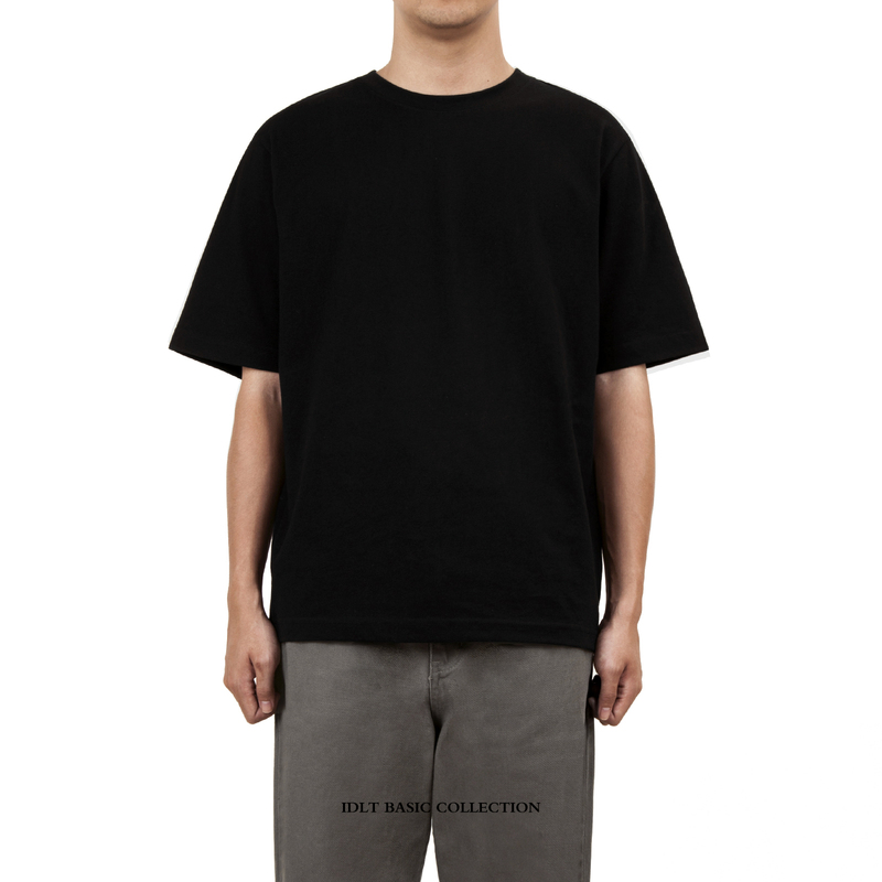 Idlt Loose Fit T-Shirt, Heavyweight and Slightly Thick, Versatile, Pure Cotton Base Layer in Black and White, Simple and Versatile for Men
