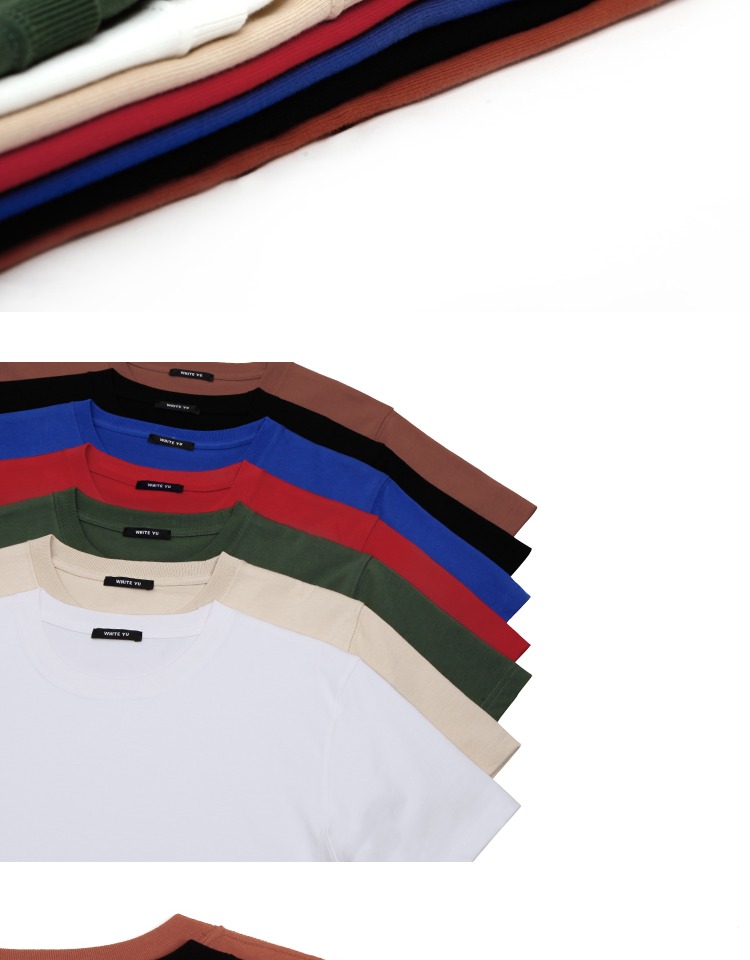 Trắng Nặng dày Chất lượng cao Áo thun màu đơn giản Áo phông cơ bản tay ngắn cổ tròn áo thun gucci